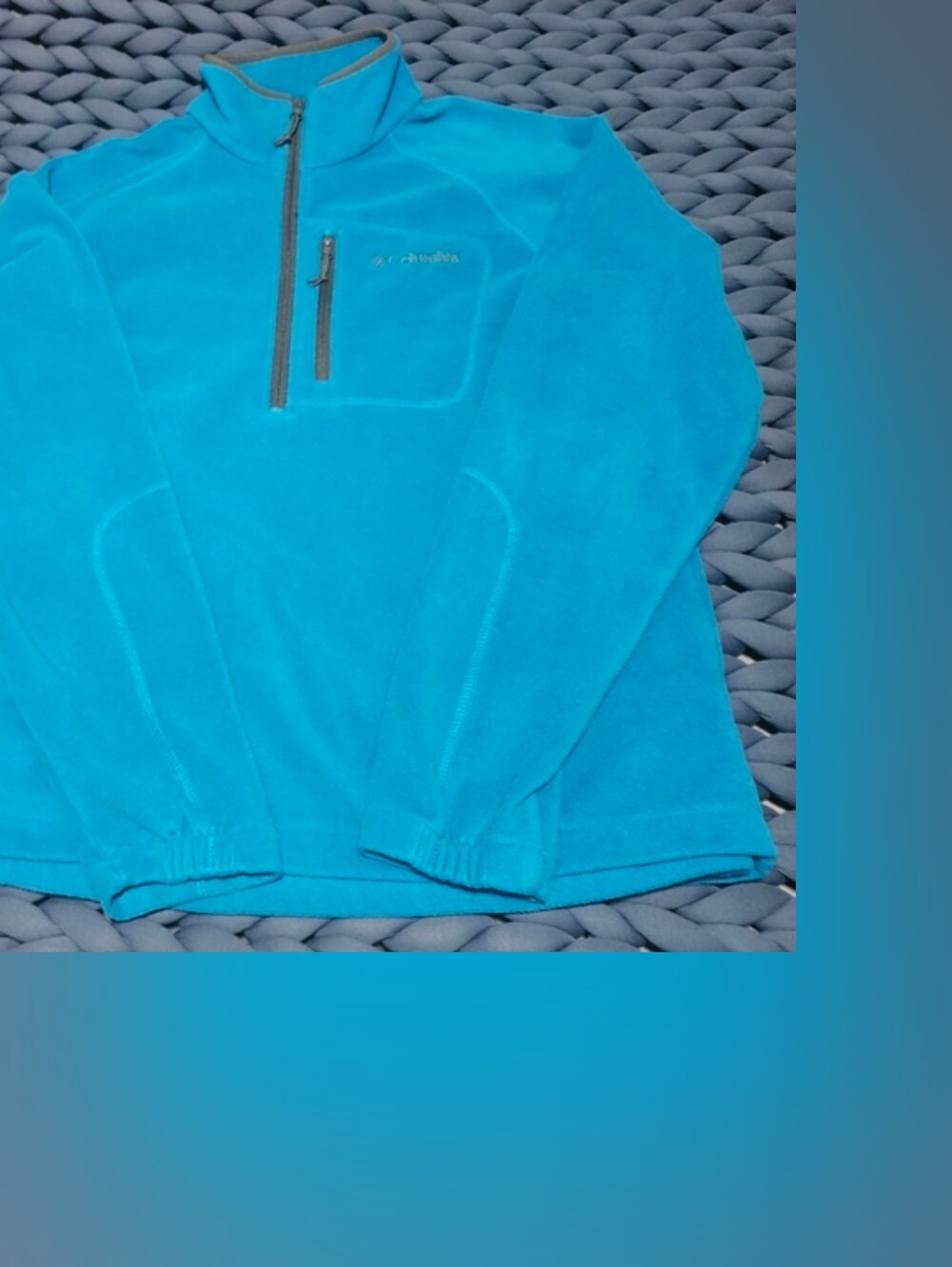 Columbia Blue Fleece 1/4 Zip Pullover Jacket Pocket Size L Excellent